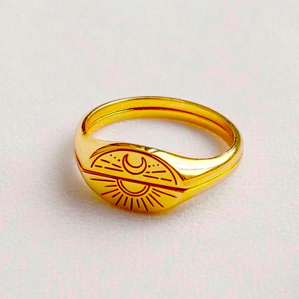 🍒3/$30 New Sun & Moon Signet Rings - Picture 3 of 4